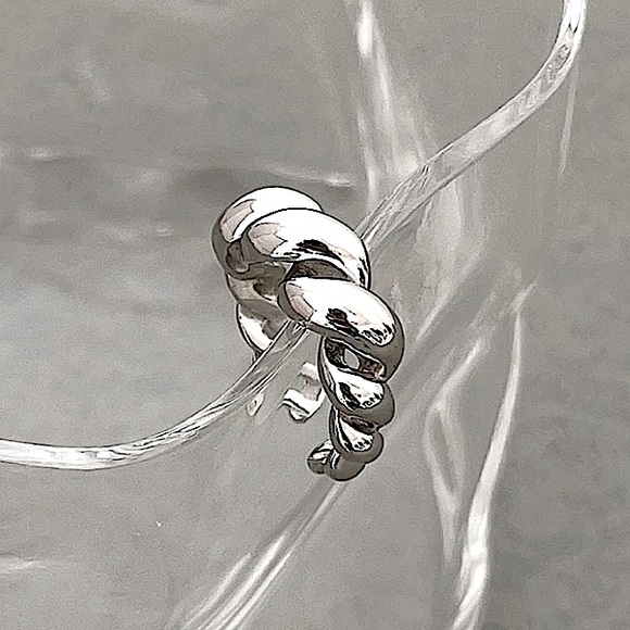 Sterling Silver Twisted Cuff Bangle Bracelet Ring Matching Set - Picture 3 of 8